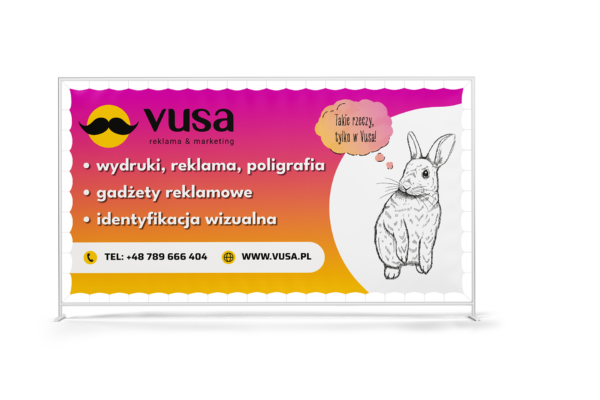 Baner reklamowy VUSA z nadrukiem i oczkami