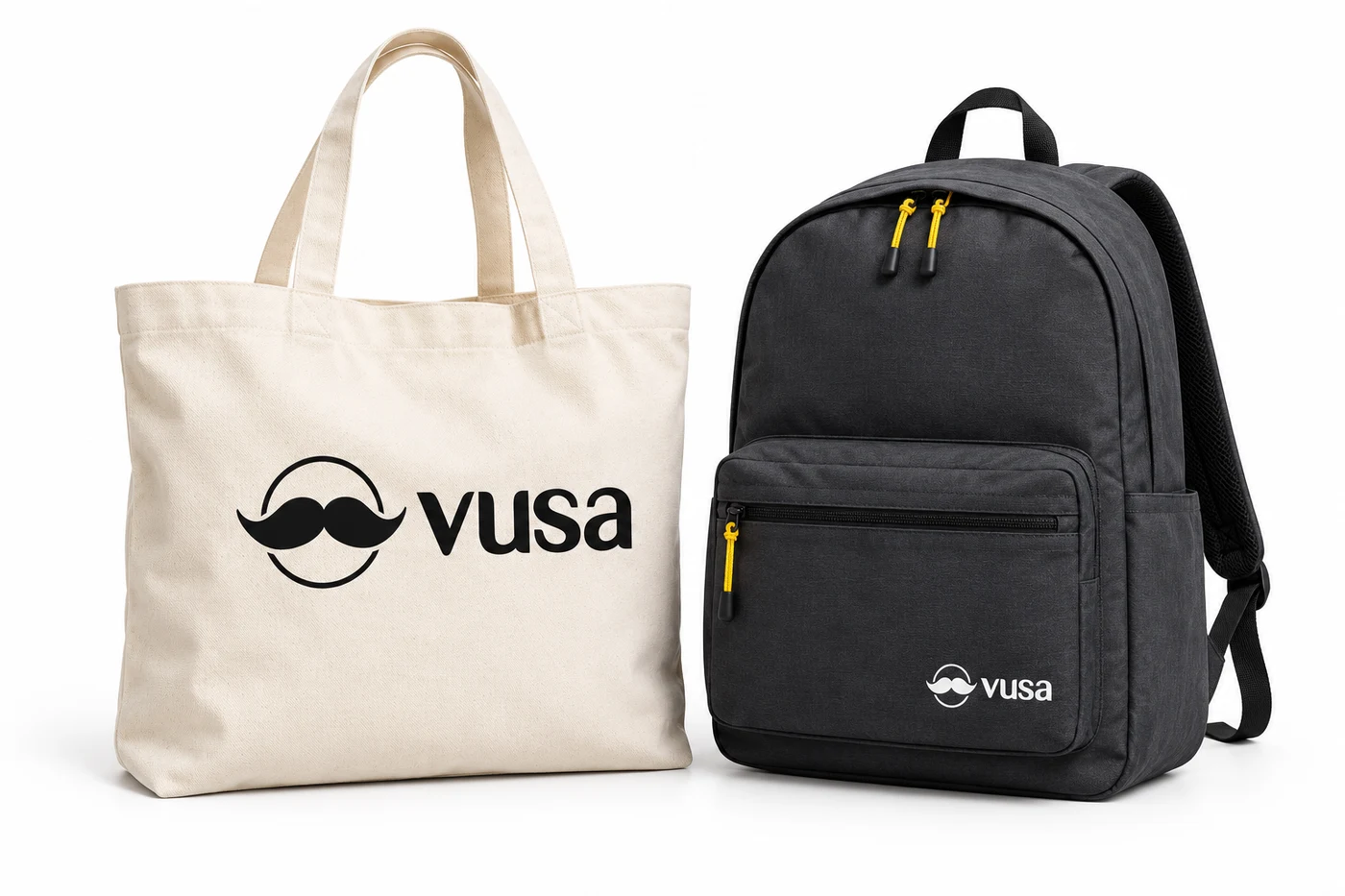 Torby i plecaki z logo VUSA bez sloganu — wizualizacja produktów