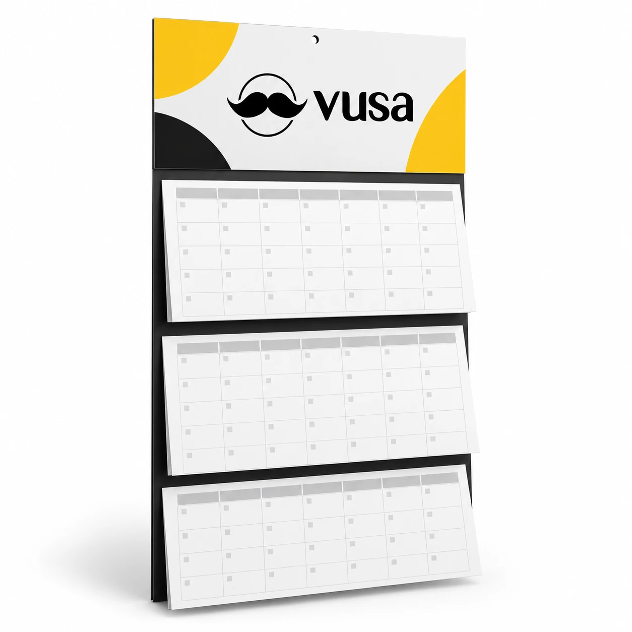 Kalendarze z płaską główką — mockup VUSA bez sloganu
