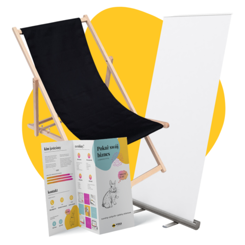Materiały VUSA — folder, roll-up i leżak z grafiką